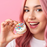 Birthday Cake Macarons – Box of 48 French Macaron Cookies