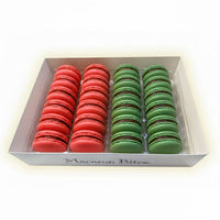Macaron Bites: 24 French Macarons Gift Box – Red Velvet & Mint Chocolate Holiday Cookies