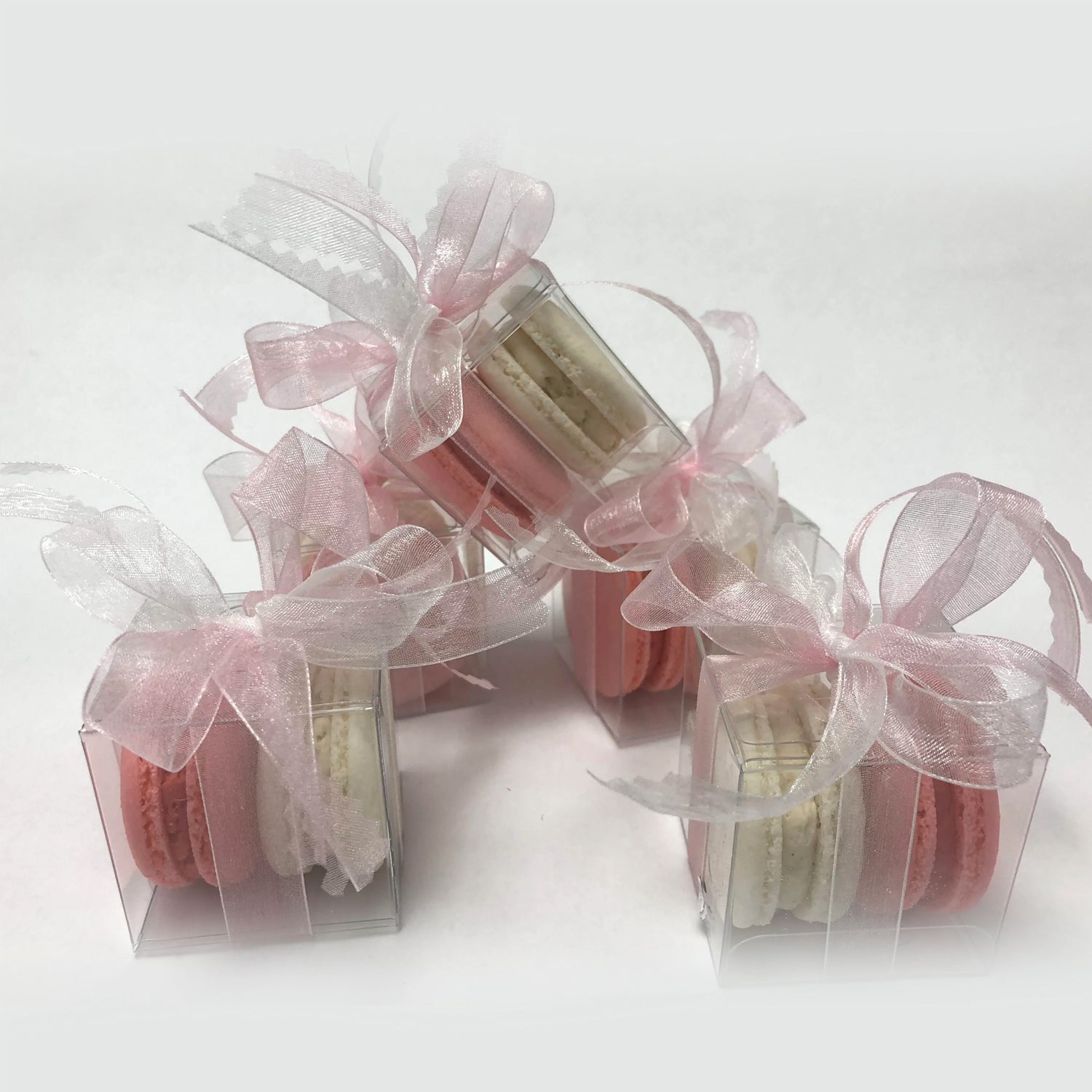 10 Pink and White French Macarons Party Favors Package