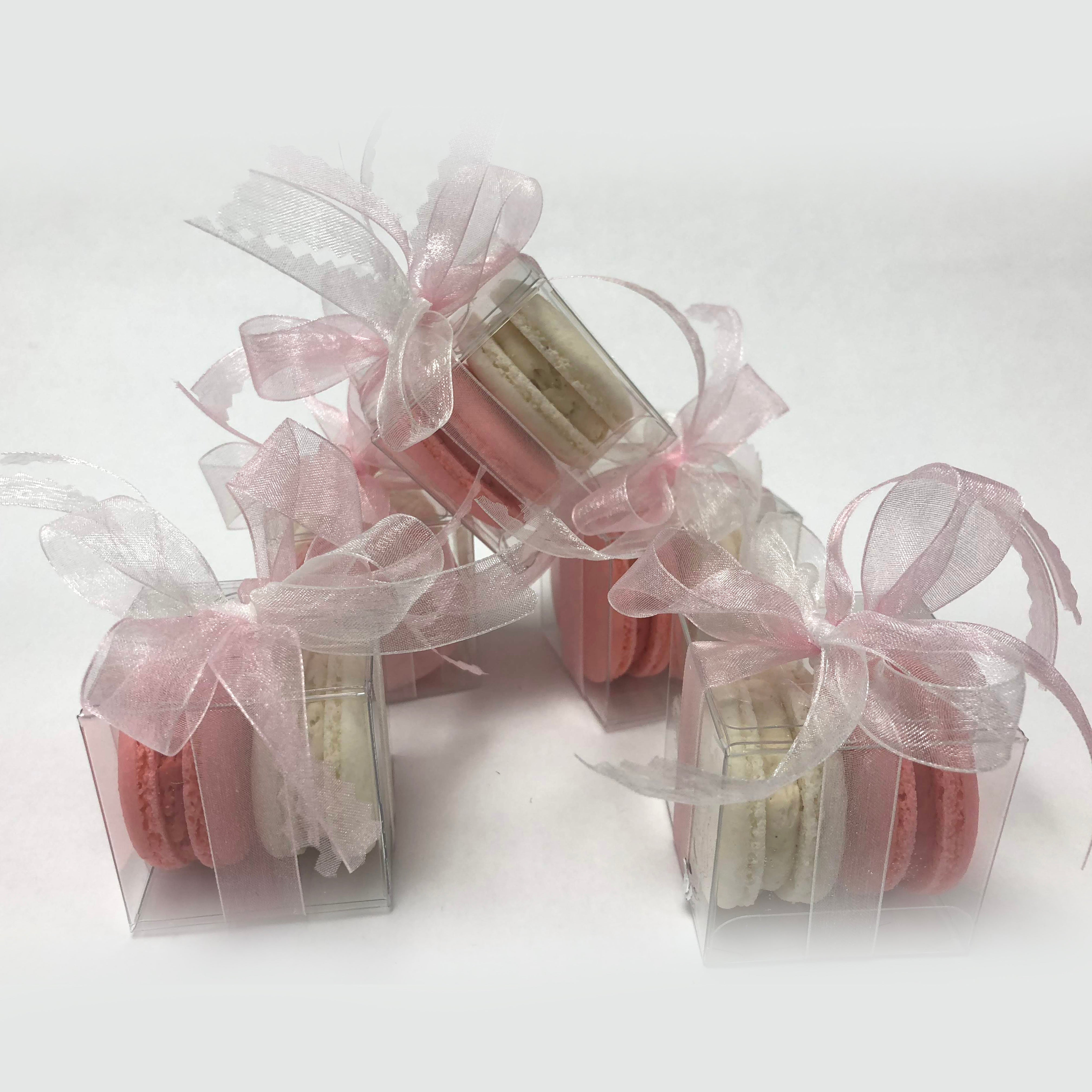25 Pink and White French Macarons Party Favors Package